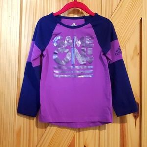 Adidas Purple Blue 3/4 Sleeve T Shirt Girls Size 4